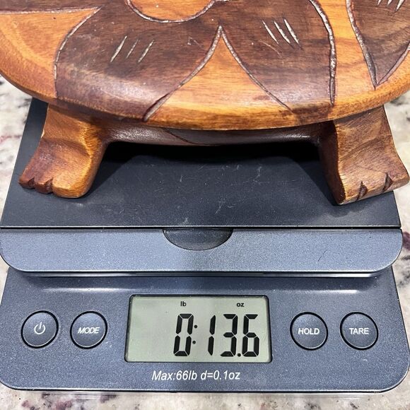 Turtle Trinket Box Hand Carved Wooden Folk Art Coastal vintage Decor - Picture 11 of 11